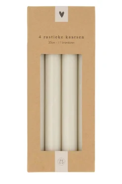 zusss 4 rustieke kaarsen 20cm krijt