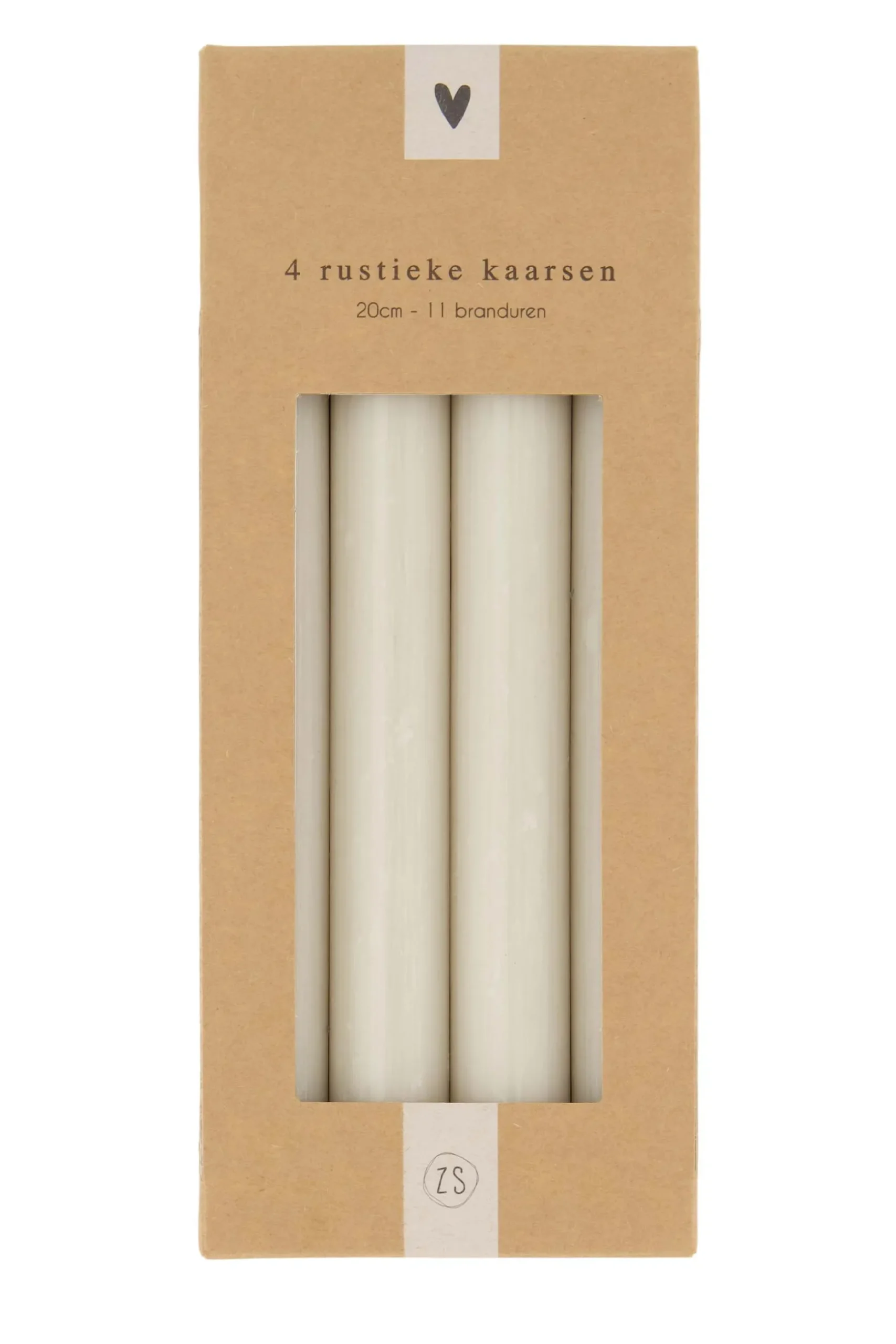 zusss 4 rustieke kaarsen 20cm krijt