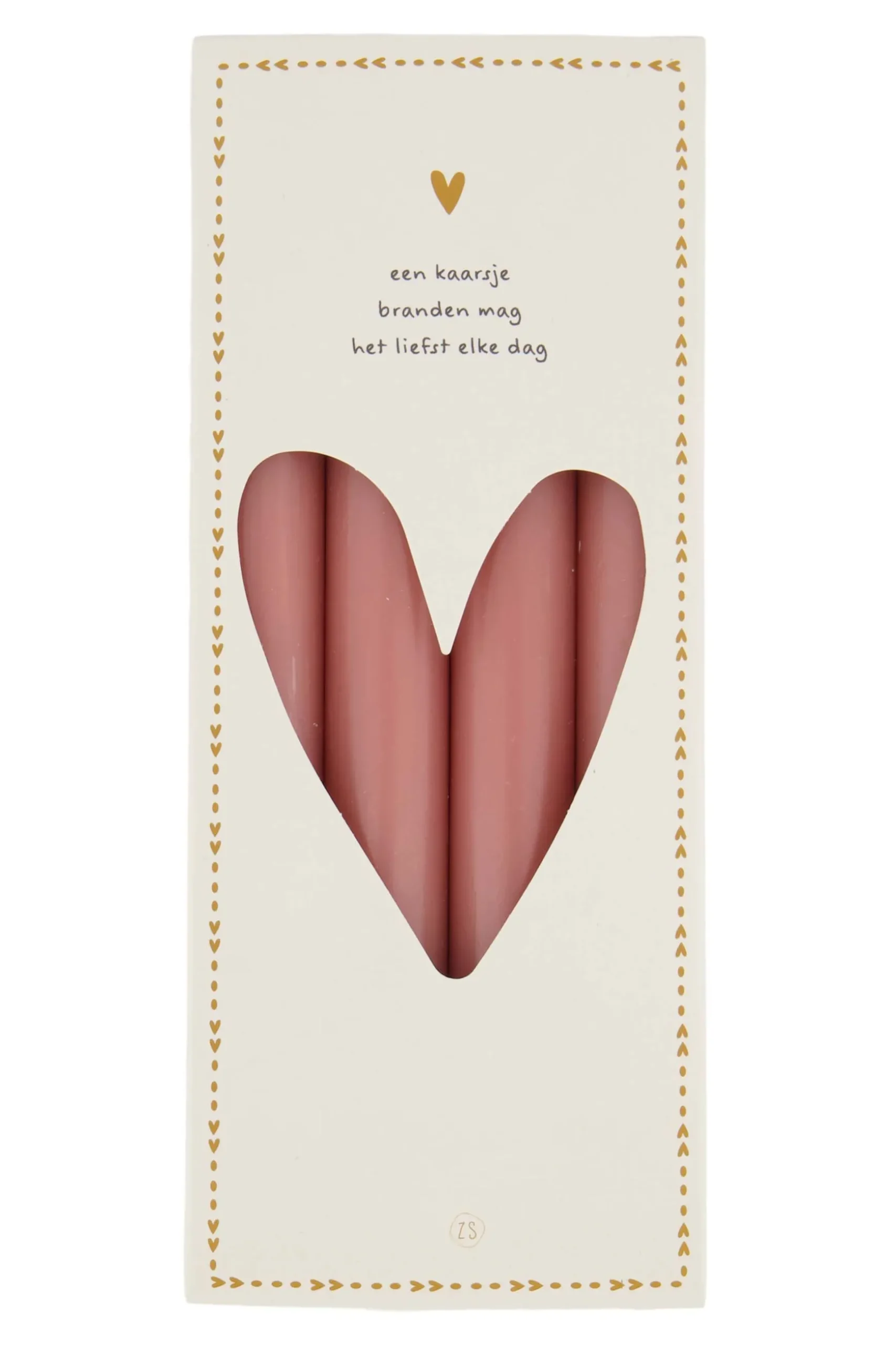 zusss 4 rustieke kaarsen 20cm kleur roze rood