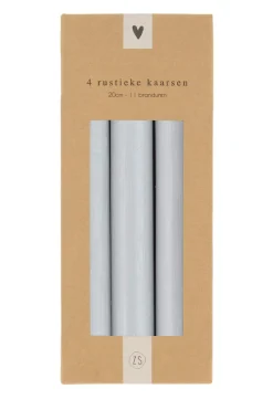 zusss 4 rustieke kaarsen 20cm lichtgrijs