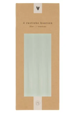 zusss 4 rustieke kaarsjes 20 cm saliegroen
