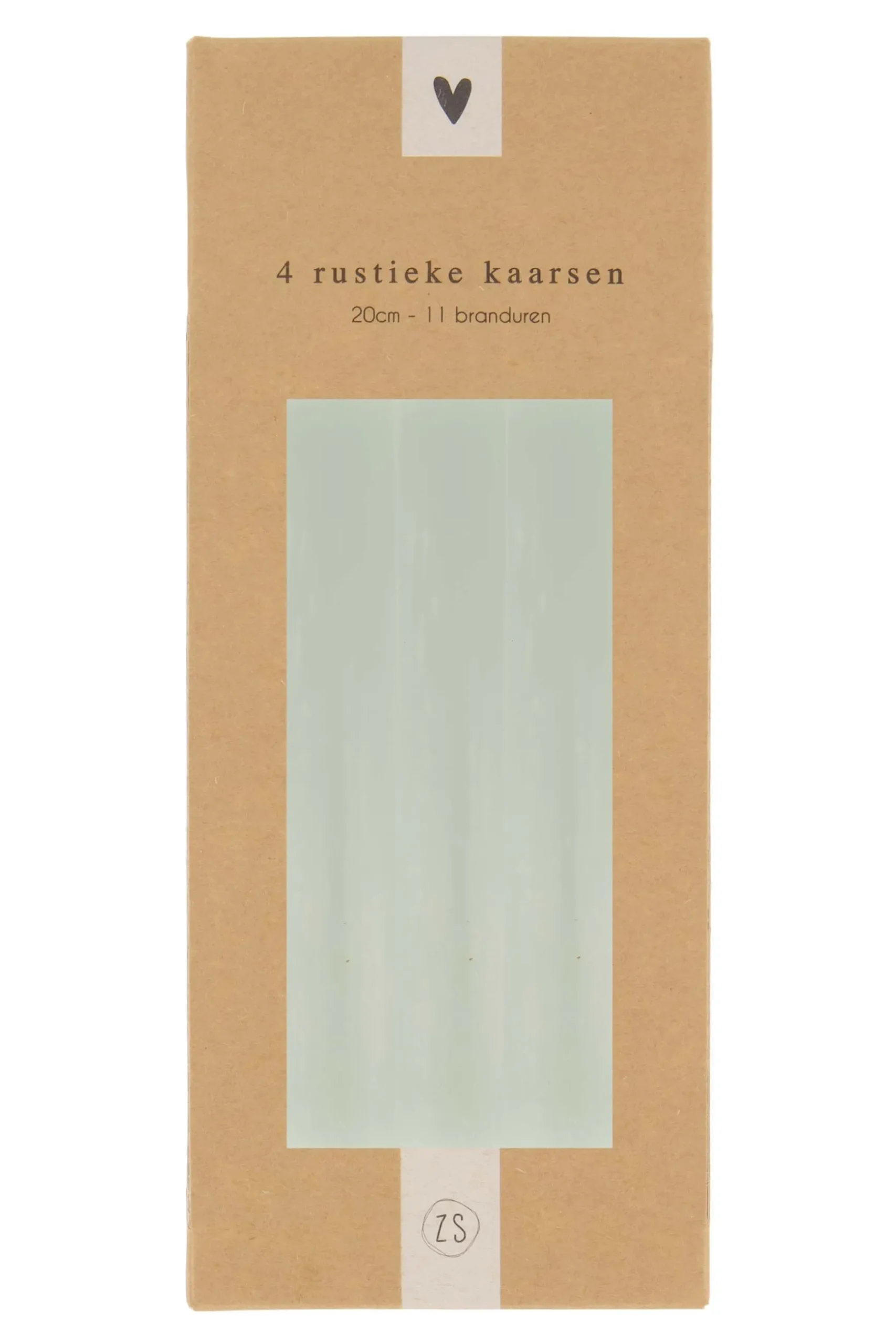 zusss 4 rustieke kaarsjes 20 cm saliegroen