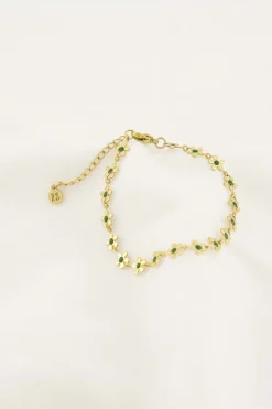zusss armband met bloemen donkergroen