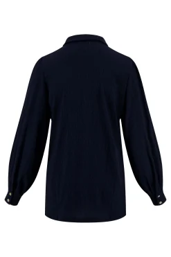 zusss blouse in crinkle stof donkerblauw