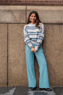 zusss broek met elastaan grijsblauw