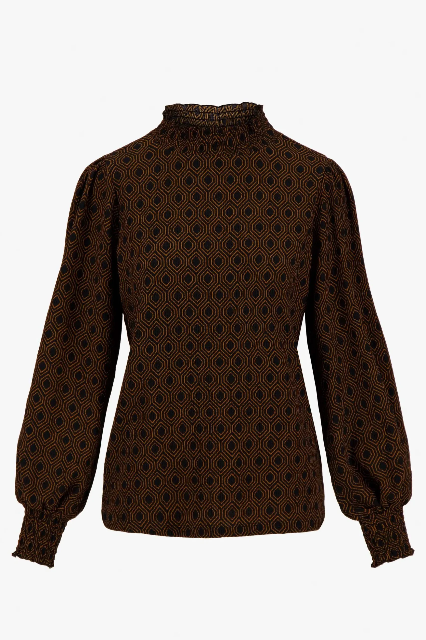 zusss col met blockprint zwart/camel