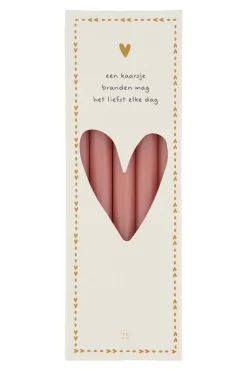 zusss doosje met 10 smalle kaarsjes 17cm roze rood