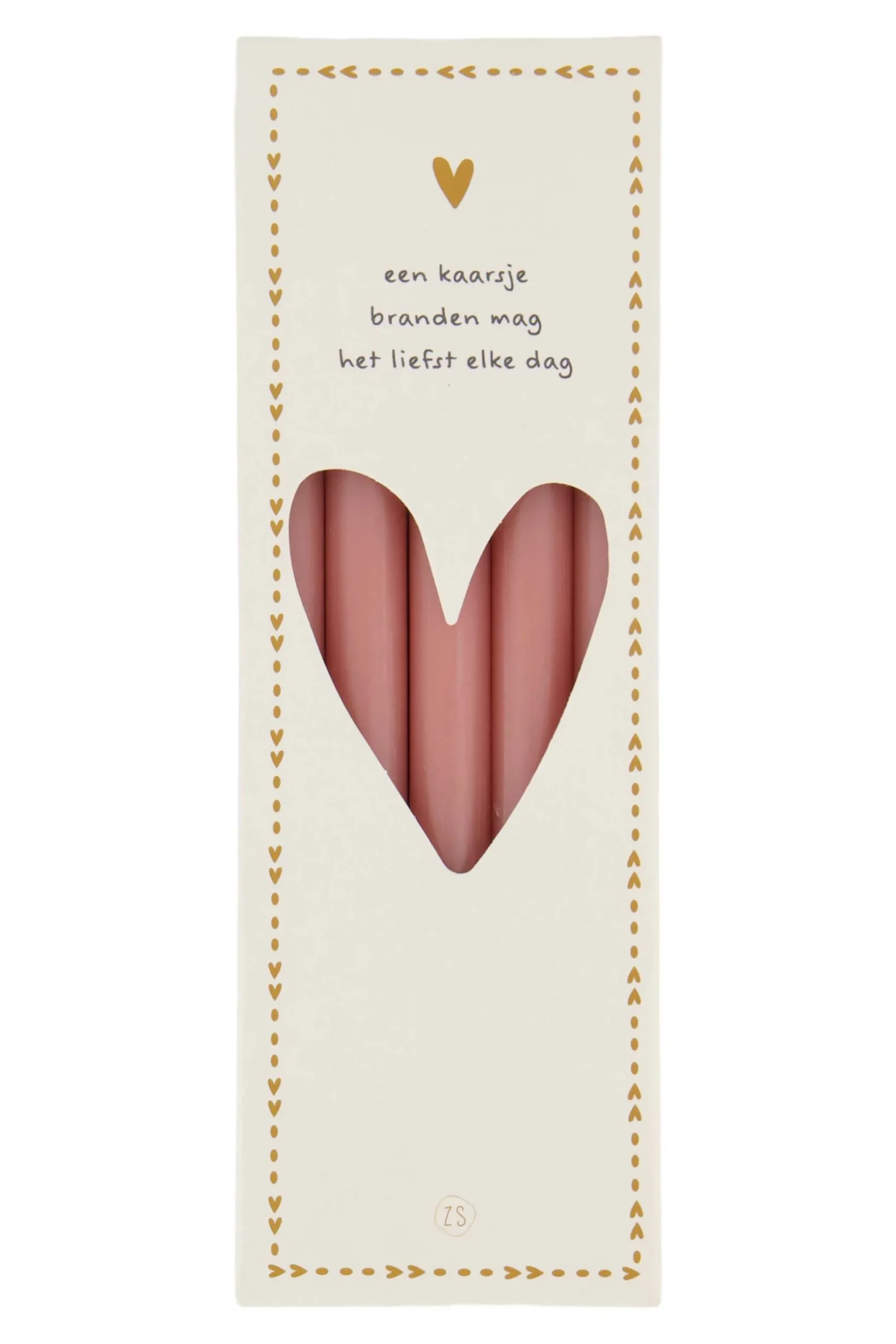 zusss doosje met 10 smalle kaarsjes 17cm roze rood