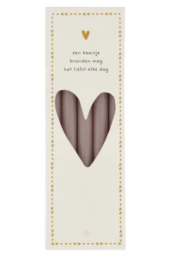 zusss doosje met 10 smalle kaarsjes 17cm warm grijs