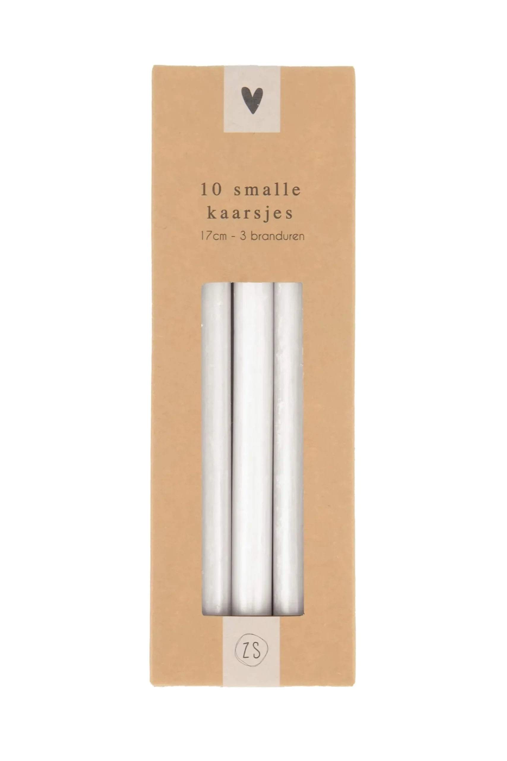 zusss doosje met 10 smalle kaarsjes wit