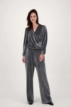 zusss fluwelen wikkeltop antracietgrijs