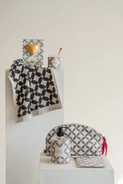 zusss gastendoekje patroon hartje zand/antraciegrijs