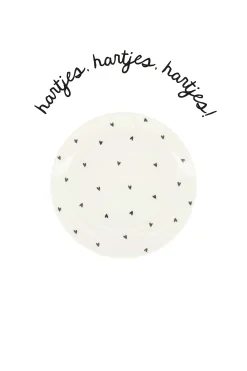 zusss gebaksbordje hartjes wit/antracietgrijs