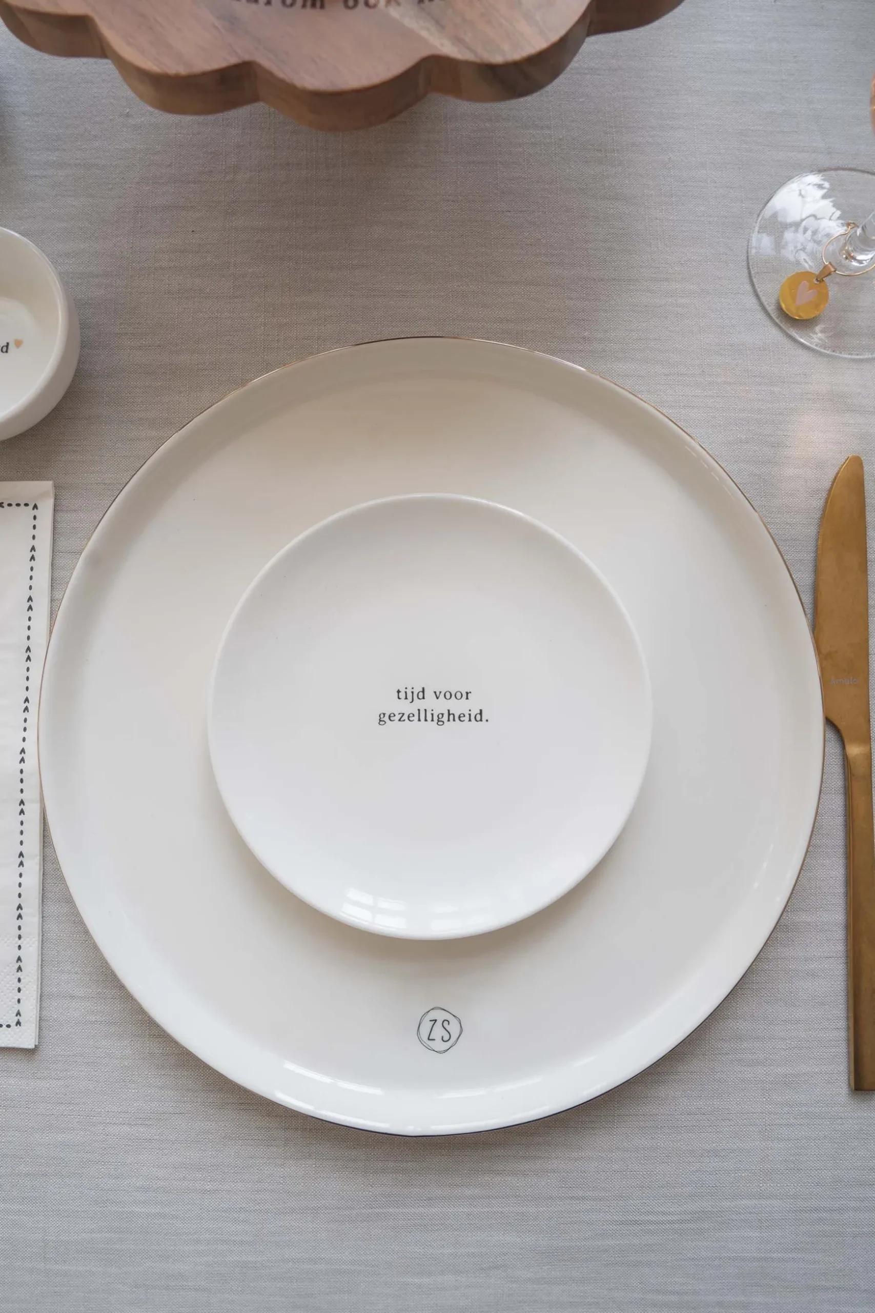 zusss gebaksbordje tijd voor gezelligheid wit