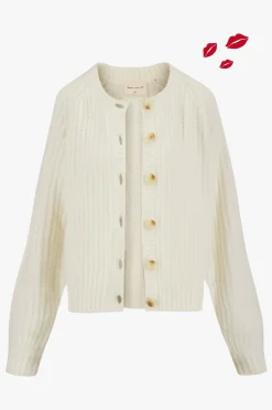 zusss gebreid vest in bomberstyle creme