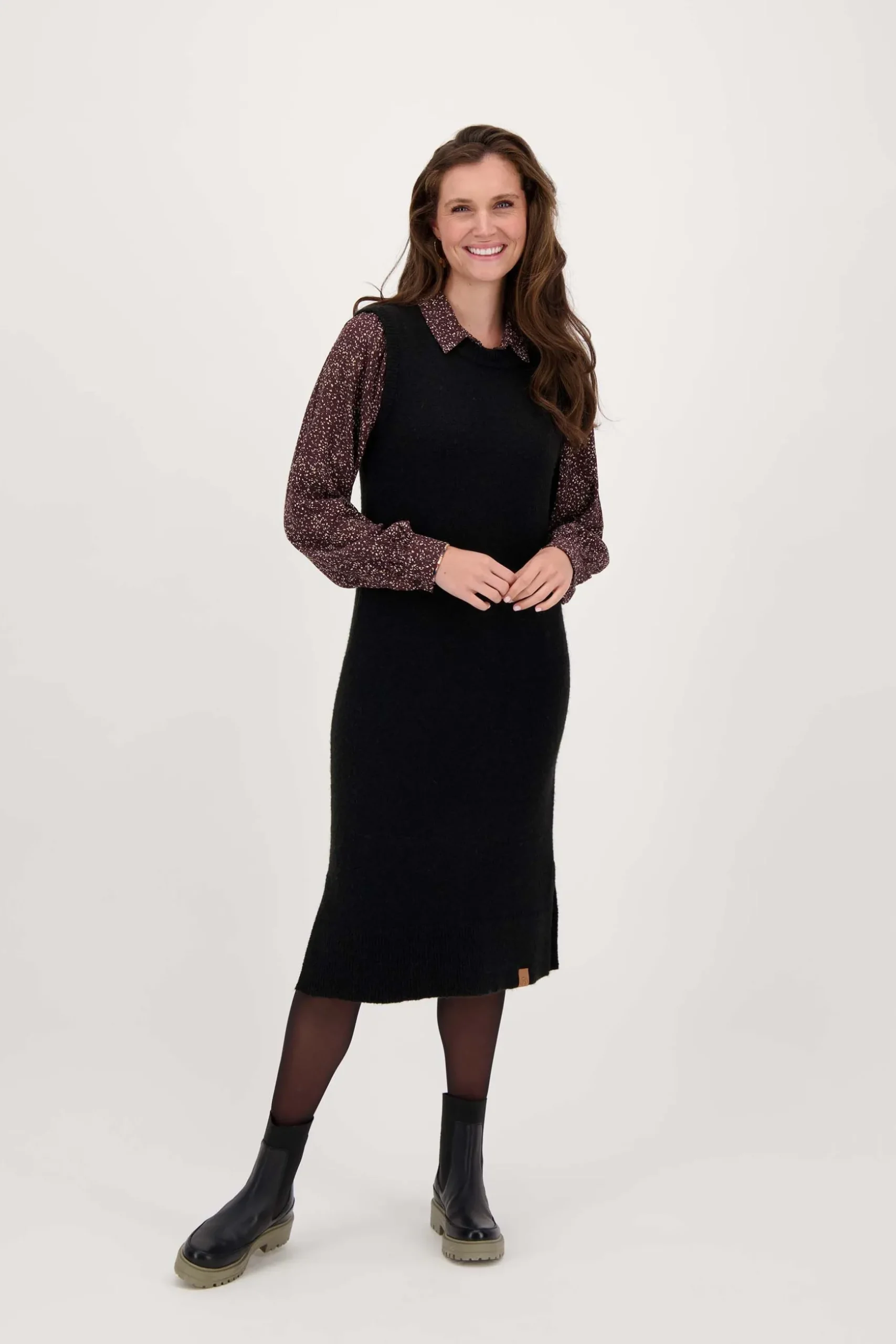 zusss gebreide spencer jurk zwart