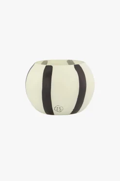 zusss glazen geurkaars met strepen zand antraciet