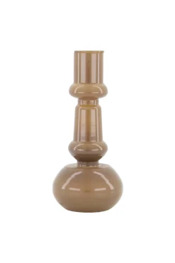 zusss glazen kandelaar 18cm warm grijs