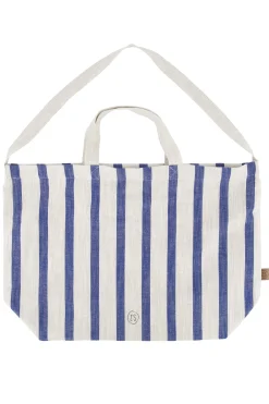 zusss grote boodschappentas gestreept peper en zout/kobaltblauw