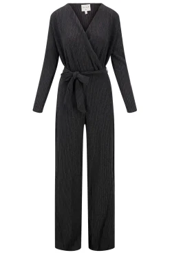 zusss jumpsuit van crinkle stof antracietgrijs