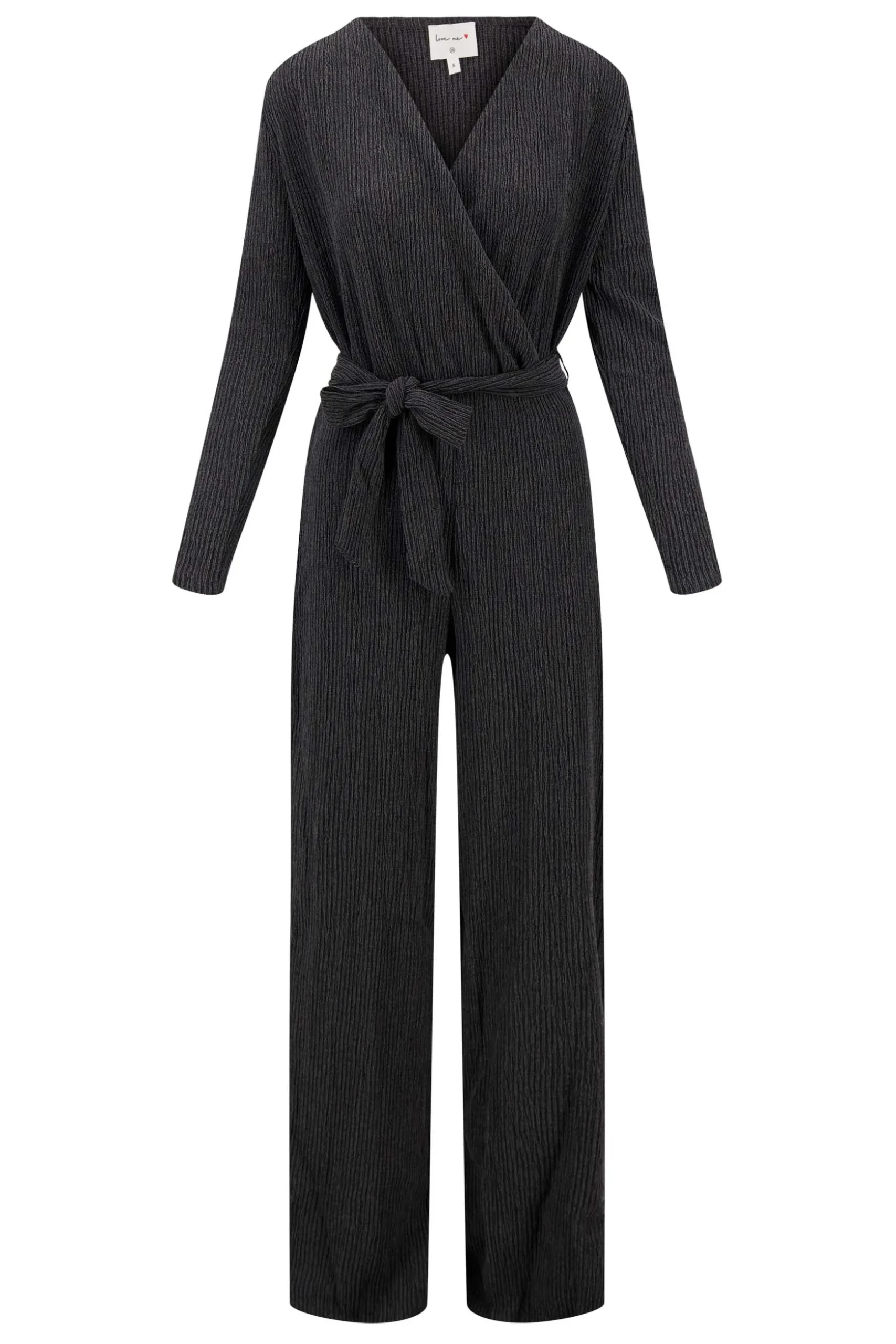 zusss jumpsuit van crinkle stof antracietgrijs