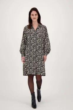 zusss jurk blaadjes print zwart