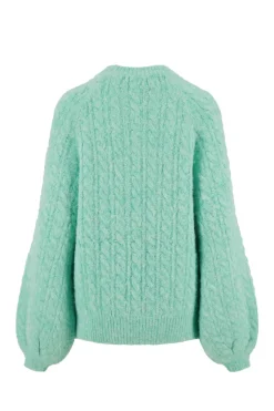 zusss kabel trui met ballonmouw mint