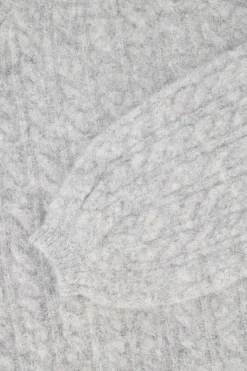 zusss kabel trui met ballonmouw lichtgrijs