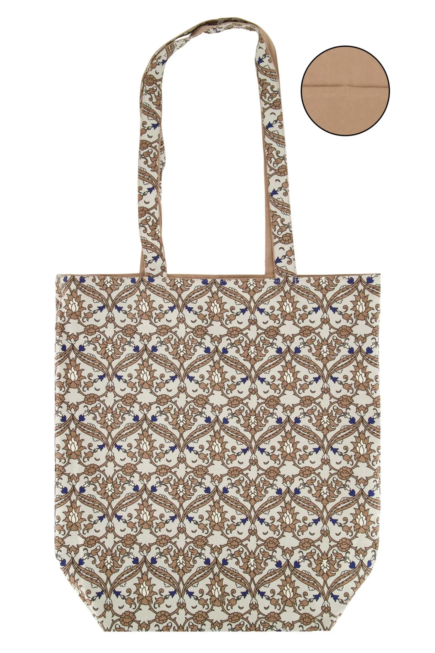 zusss katoenen shopper met print lichtbruin