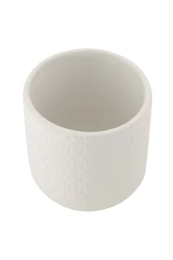 zusss keramieken bewaarpot met houten deksel hartjes 12cm wit