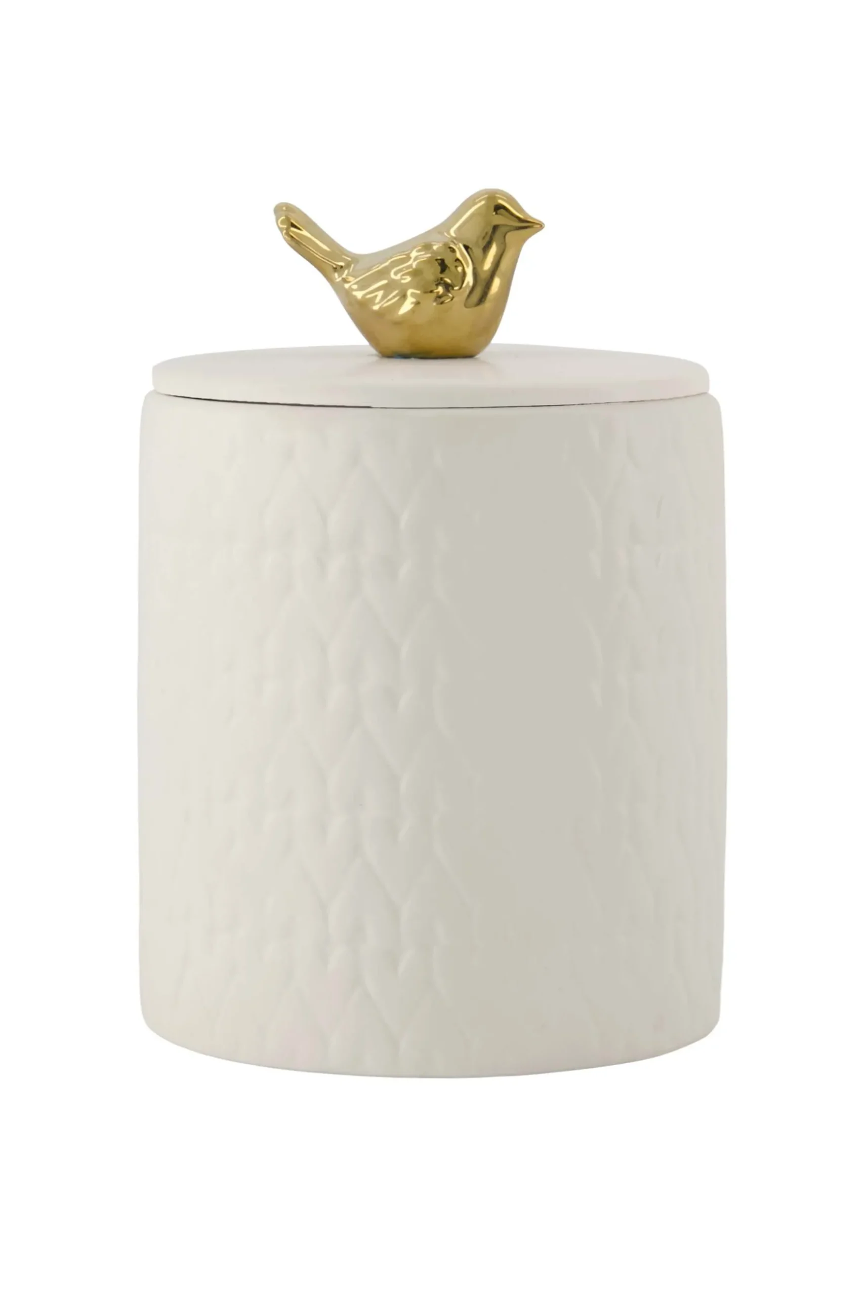 zusss keramieken geurkaars met deksel vogel structuur hartjes wit