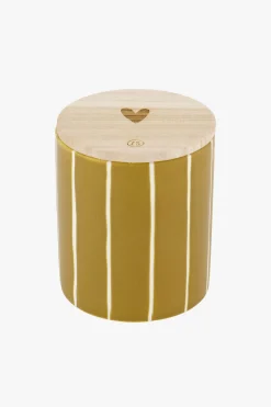 zusss keramieken geurkaars met houten deksel hartje oker