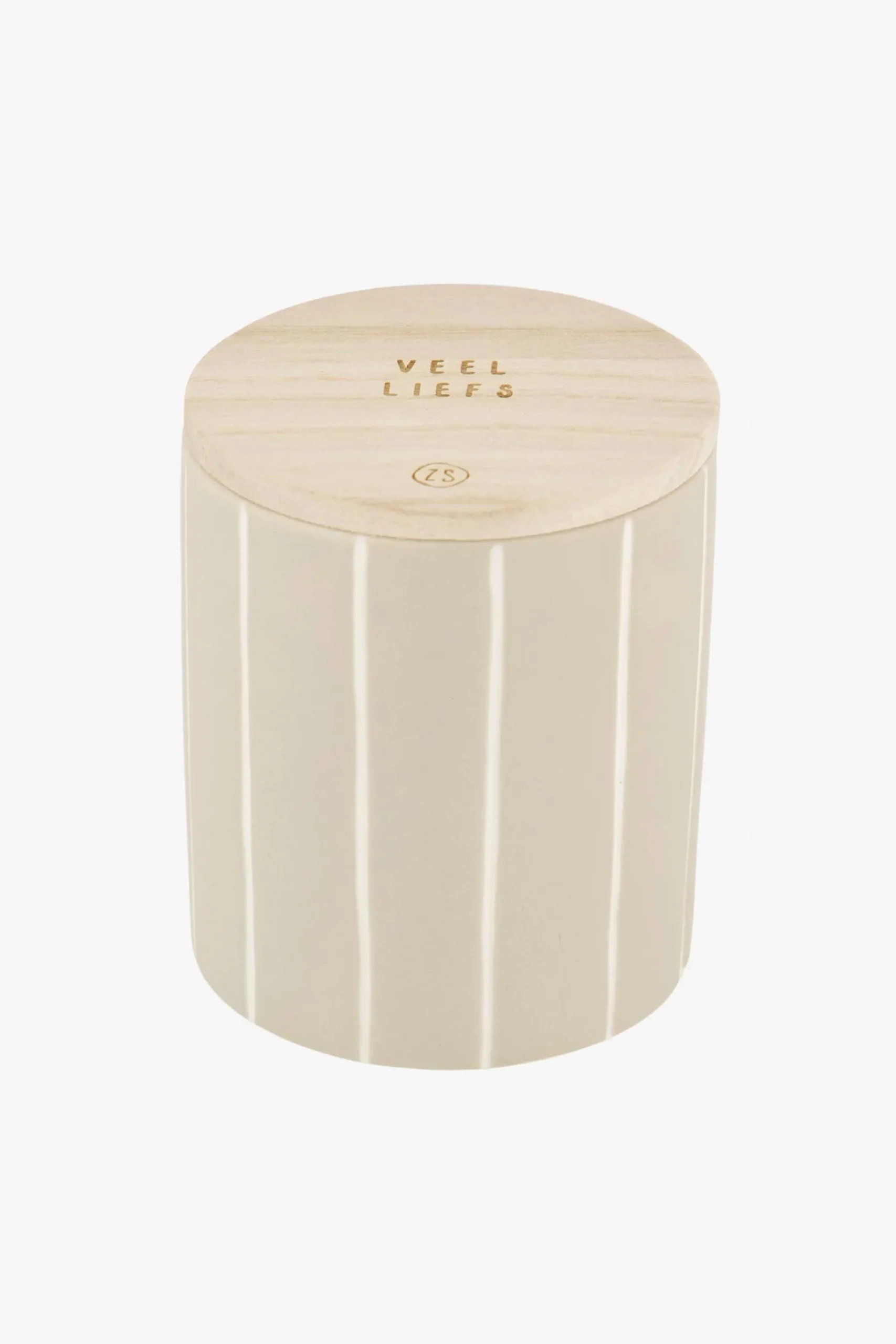 zusss keramieken geurkaars met houten deksel veel liefs zand