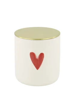 zusss keramieken geurkaars linnen rood hartje wit