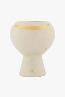 zusss keramieken geurkaars met gouden streep zand spikkel