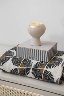 zusss keramieken geurkaars met gouden streep zand spikkel