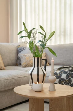 zusss keramieken kandelaar met bolling zand spikkels