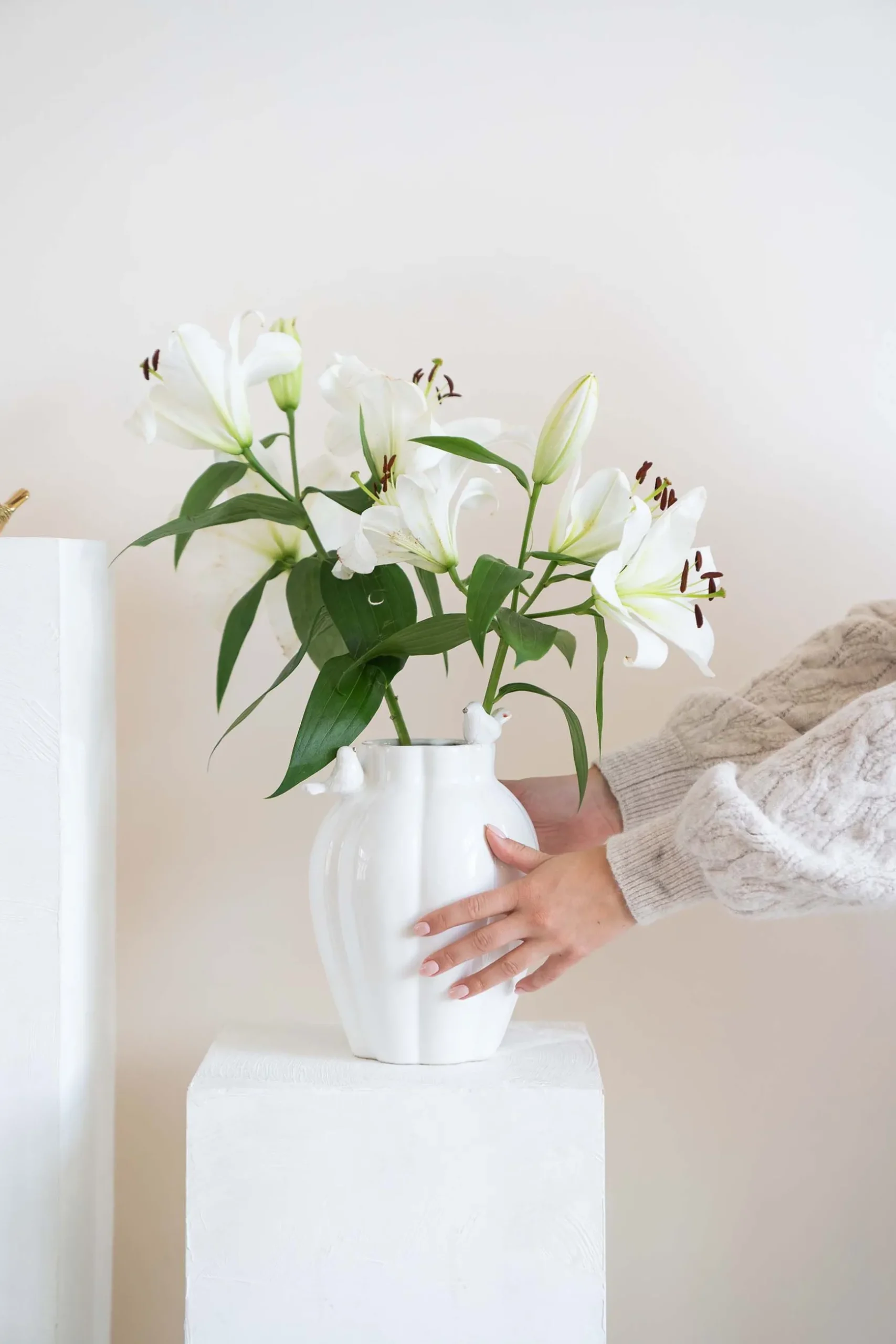 zusss keramieken vaas vogeltjes wit