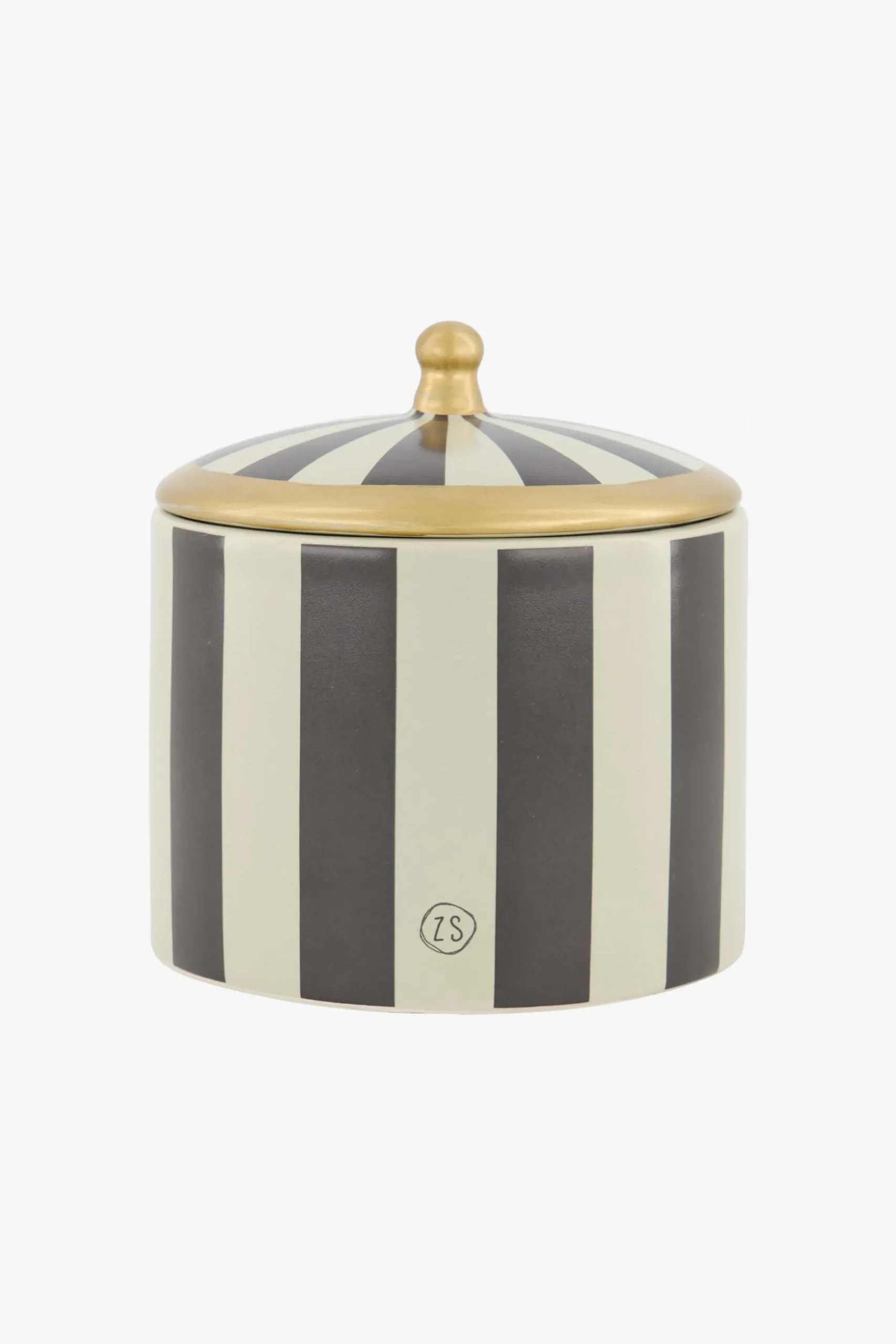 zusss keramieken voorraadpot strepen M zand antraciet