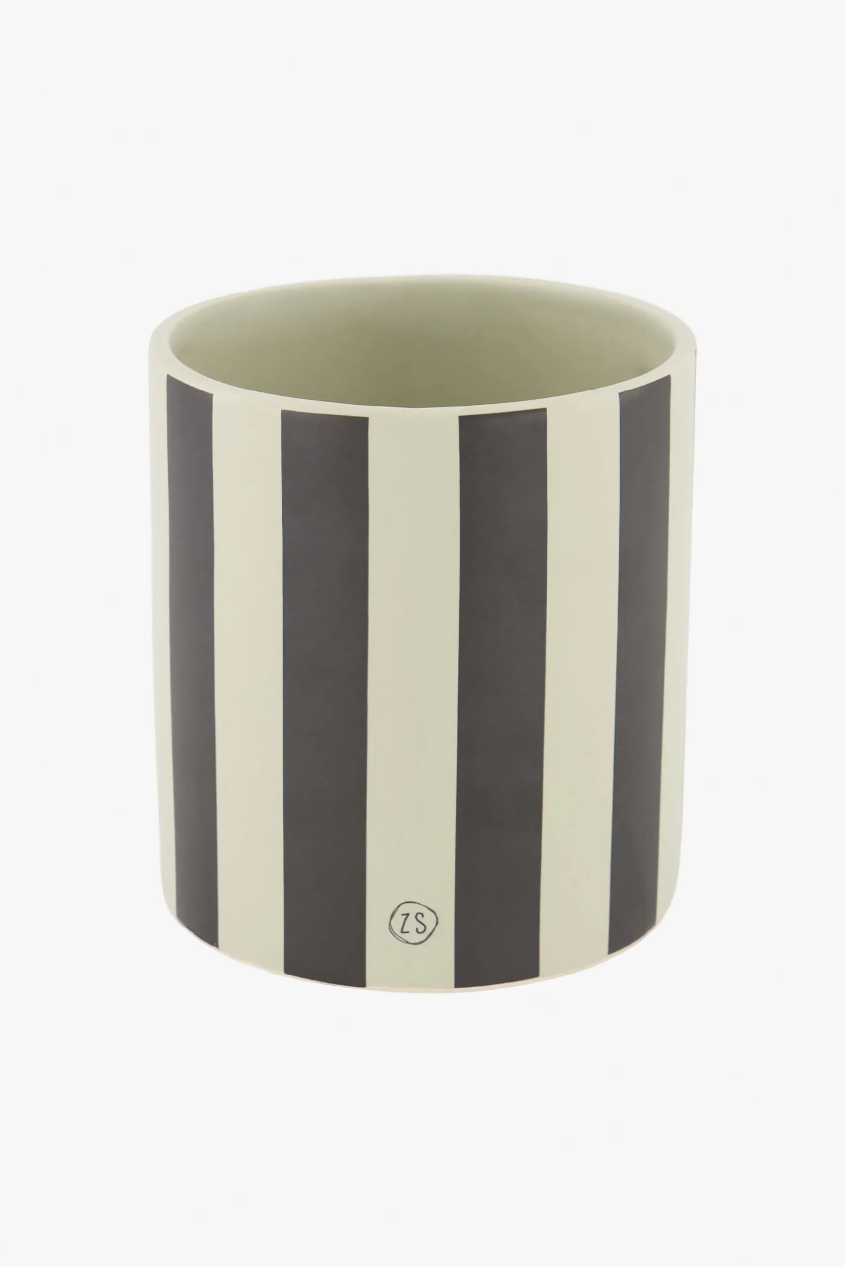 zusss keramieken voorraadpot strepen L zand antraciet