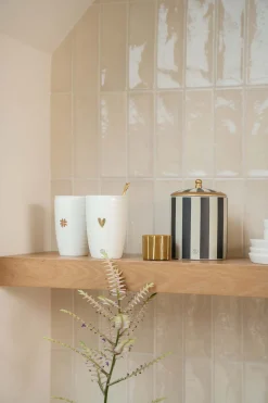 zusss keramieken voorraadpot strepen L zand antraciet