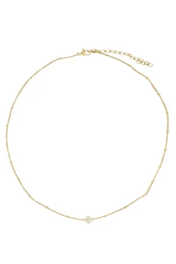 zusss ketting met bloemsteentje creme/goud