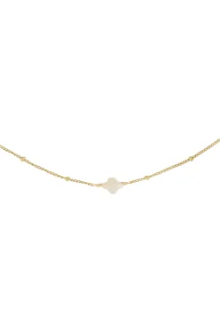zusss ketting met bloemsteentje creme/goud