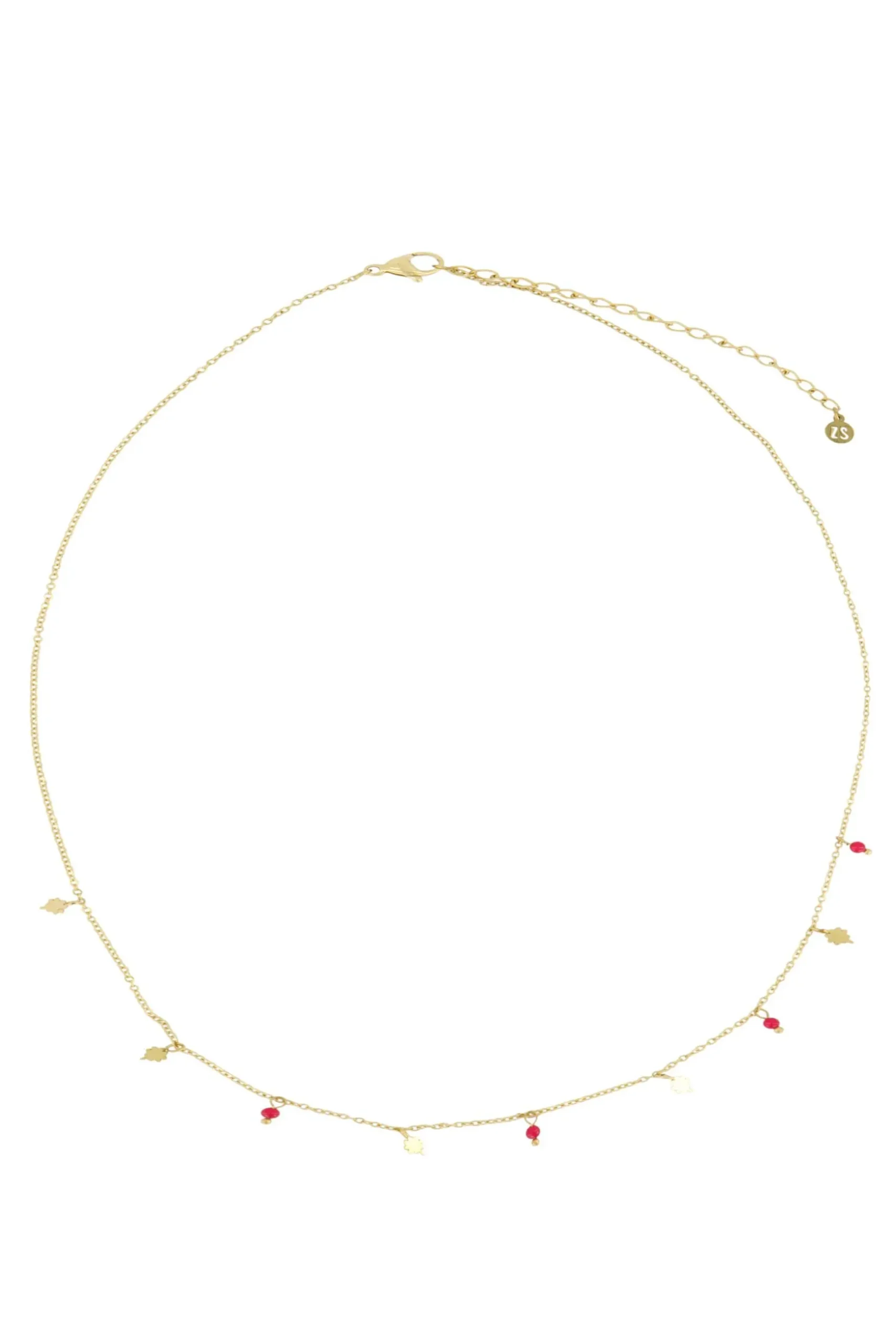 zusss ketting met klavertjes roze rood
