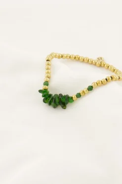 zusss kralenarmband met glassteen donkergroen