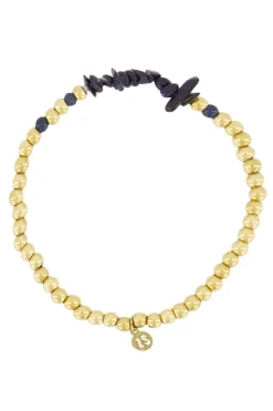 zusss kralenarmband met glassteen donkerblauw