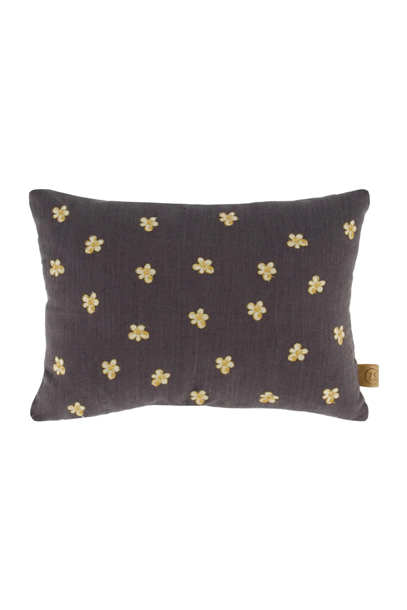 zusss kussen bloemenpatroon love 35x25cm antracietgrijs/zand