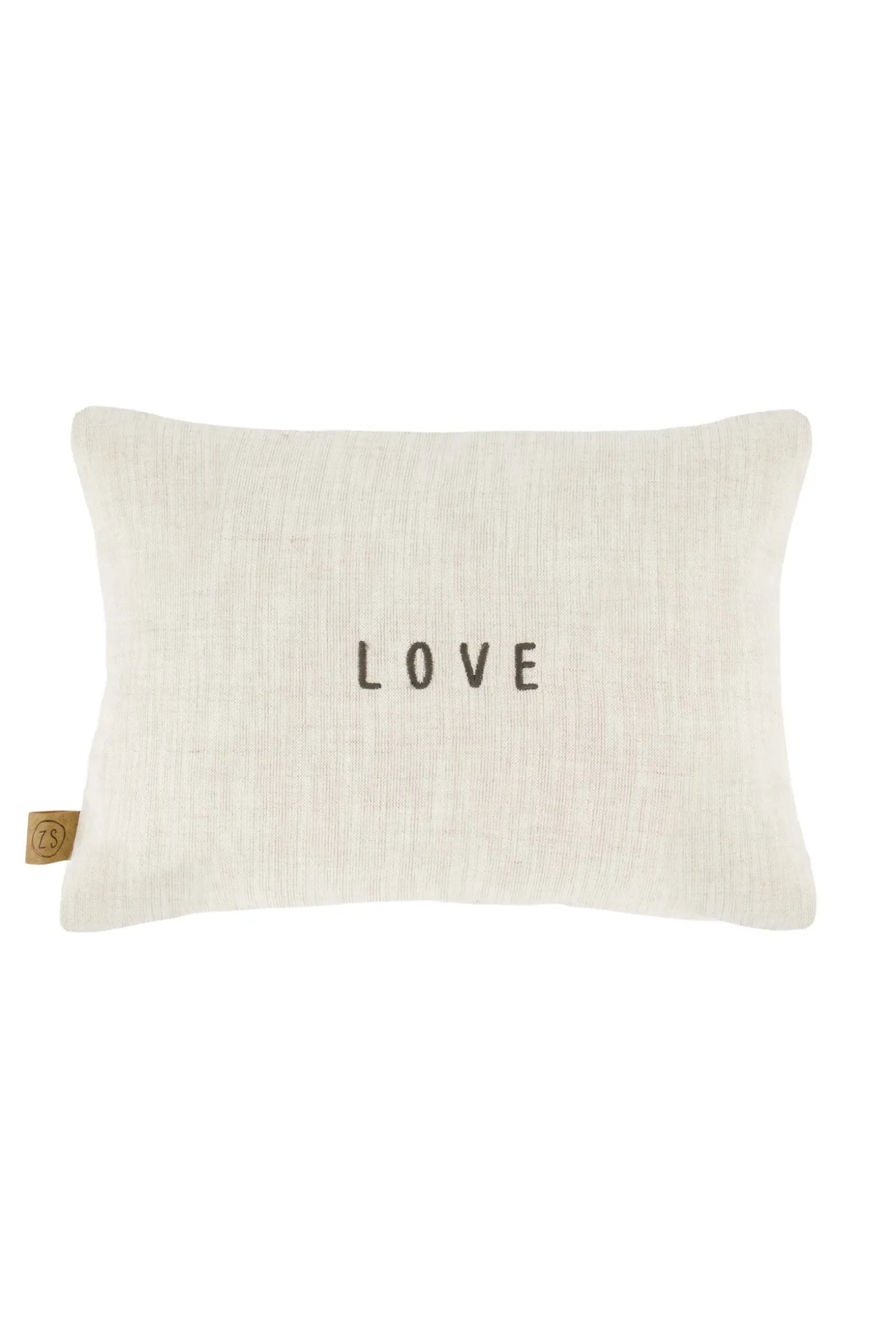 zusss kussen bloemenpatroon love 35x25cm antracietgrijs/zand