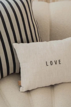 zusss kussen bloemenpatroon love 35x25cm antracietgrijs/zand