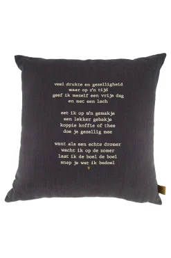 zusss kussen gedicht gezelligheid 45x45cm antracietgrijs